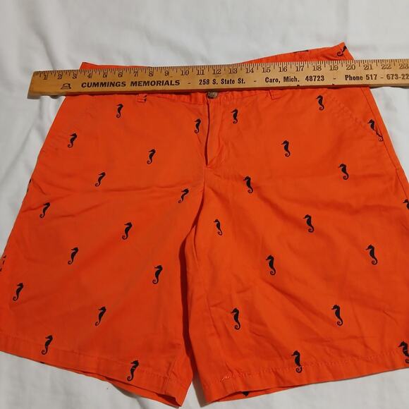 Merona size 10 SEAHORSE shorts sooooo cute coral red 9" inseam 100% cotton - Picture 6 of 8